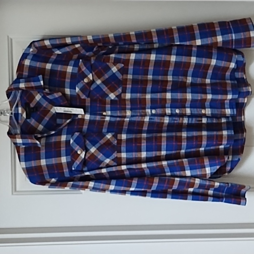 J. Crew Cerulean Plaid Boyfriend Button Down Shirt NWT!